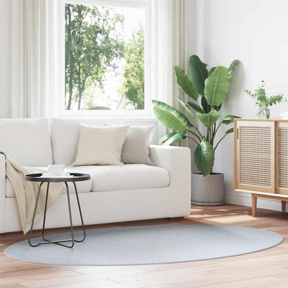 Vidaxl Area Rugs Oval Huarte Grey 140 X 200 Cm 100% Polyester