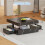 Black Marble LED Coffee Table with 2 Drawers 2