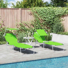 vidaXL Sun Lounger Folding 2 pcs Green 58 x 188 x 77cm Polyester