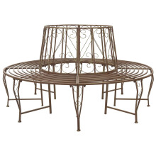vidaXL Tree Bench 8-Seater Ø 160 x 89 cm Steel Antique Brown Round