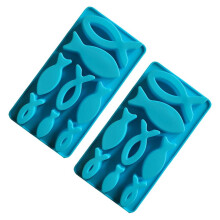 2 moules en silicone en forme de poisson, moules en silicone à 8 compartiments pour chocolat, glaçons, gâteaux, puddings et autres préparations
