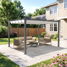 Garden Sanctuary 13x10ft Outdoor Metal Pergola w/  Telescoping Canopy