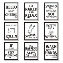 9-teiliges Badezimmer-Wanddeko-Set, lustige Vintage-Badezimmerschilder, Badezimmerposter für die Wand im WC/Badezimmer