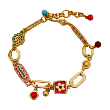 Neues chinesisches Retro-Armband mit farbenfrohen, handgefertigten Blumen – hochwertiger Modeschmuck