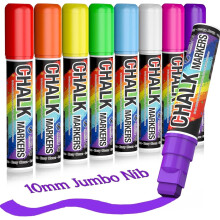 Rotulador líquido de tiza jumbo de 10 mm y 8 colores, rotuladores de pizarra grandes, rotulador de pintura para ventanas de coche, para cristal,