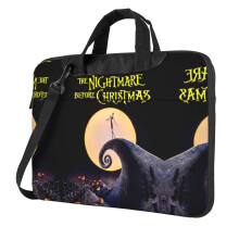 Laptoptas met Nightmare Before Christmas-print, schoudertas voor laptop of tablet, stijlvol, duurzaam en waterafstotend materiaal, 13, 14, 15,6 inch,