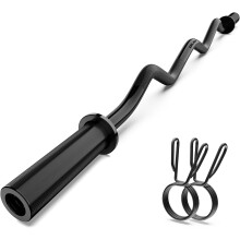 EZ Curl Barbell Bar, 47-calowy chromowany gryf do podnoszenia ciężarów do domowej siłowni – kompatybilny z talerzami 2-calowymi, zawiera 2