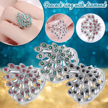 Jacenvly2024Nuevos anillos para hombre Liquidación Moda Damas Estilo Pavo Real Diamante Apertura Ajustada Regalos para Él Rojo