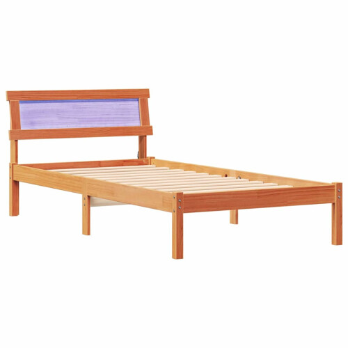 VidaXL vidaXL Bed Frame with Headboard Wax Brown 90 x 200 cm Solid Pine Wood 1