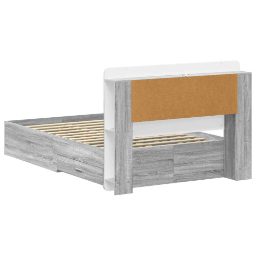 VidaXL vidaXL Bed Frame with Storage Grey Sonoma 120 x 190 cm Engineered Wood 1