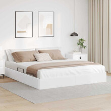 vidaXL Storage Bed with Mattress Pure White 183 x 213 cm Faux leather