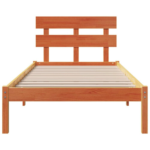 VidaXL vidaXL Bed Frame with Headboard Brown 100 x 200 cm Solid Pine wood 2