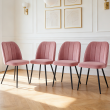 4PCS Dining Chairs Rose Padded Seat Velvet Home