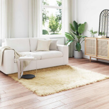 vidaXL Faux Sheepskin Rug TAFALLA Cream 120 x 120 cm Polyester