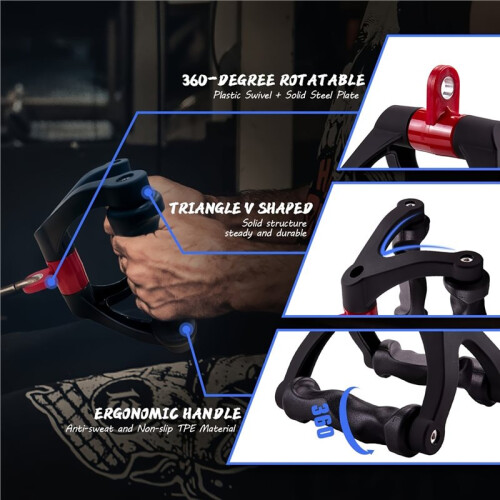 Anthropomorphic V-Shaped Grip for Wired Machines-Dual D Design,Material,Ideal for Pulling and Strength Training 2
