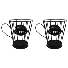 2X Koffiepadhouder Koffiecapsules Opbergmand aanrecht Opberghouders voor Espressocapsules (Klein) - Zwart