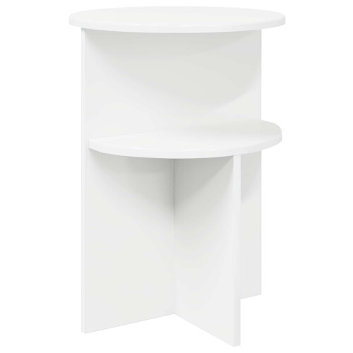 VidaXL vidaXL Side Table with Storage White Ø 39.5 x 55 cm Engineered Wood 1