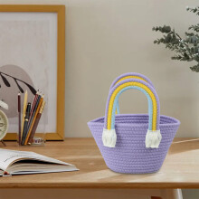 Bolso de mano, cesta de picnic, bolsa tejida de cuerda de algodón, liquidación de almacenamiento y organización de oficina.