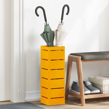 vidaXL Umbrella Stand with Storage Mustard 15.5 x 15.5 x 49 cm Metal