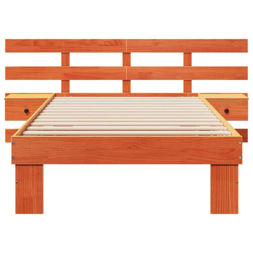 VidaXL vidaXL Bed Frame with Headboard Wax Brown 90 x 190 cm Solid Pine Wood 1