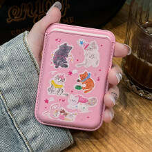Graffiti hond kat portemonnee magnetische accessoires voor Magsafe magnetische draadloze oplaadhoesjes, compatibel met iPhone portemonnee kaarthouder