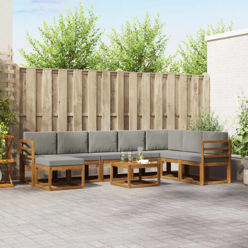 VidaXL vidaXL Outdoor-Sofagarnitur 9 stk. Natürlich und Hellgrau