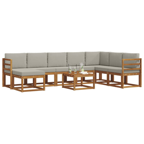 VidaXL vidaXL Outdoor-Sofagarnitur 9 stk. Natürlich und Hellgrau 2