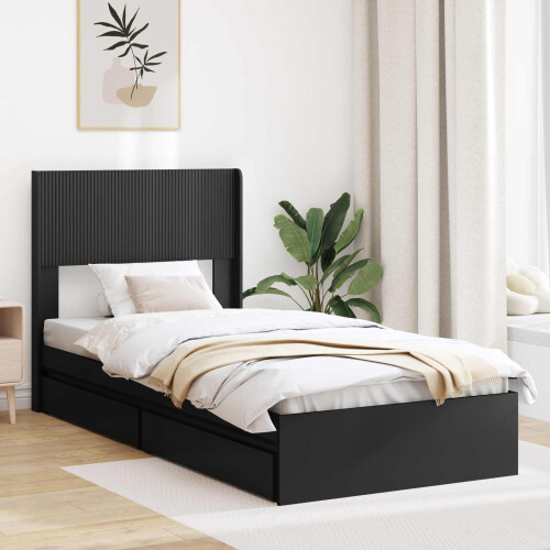 VidaXL vidaXL Bed Frame with Storage and Headboard Black 75 x 190 cm