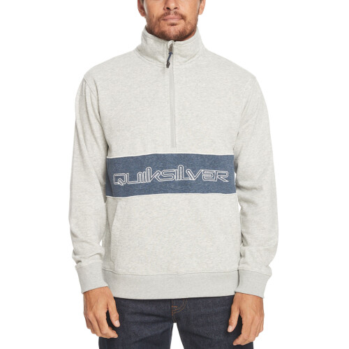 Quiksilver (XXL, Grey Heather) Quiksilver Mens Bold Omni Pullover Half Zip Sweater Sweatshirt - Grey Heather