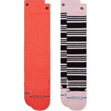 (S, Coral) Stance Womens Trailblazer Over The Calf 2 Pack Crew Socks