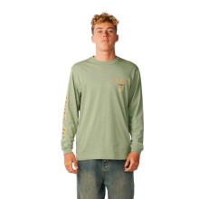 (S, Sage) Rip Curl Mens Fade Out Icon Long Sleeve Crew Neck T-Shirt Top Tee
