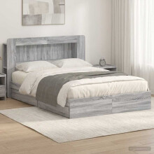 vidaXL Bed Frame with Storage Grey Sonoma 140 x 200 cm Engineered Wood