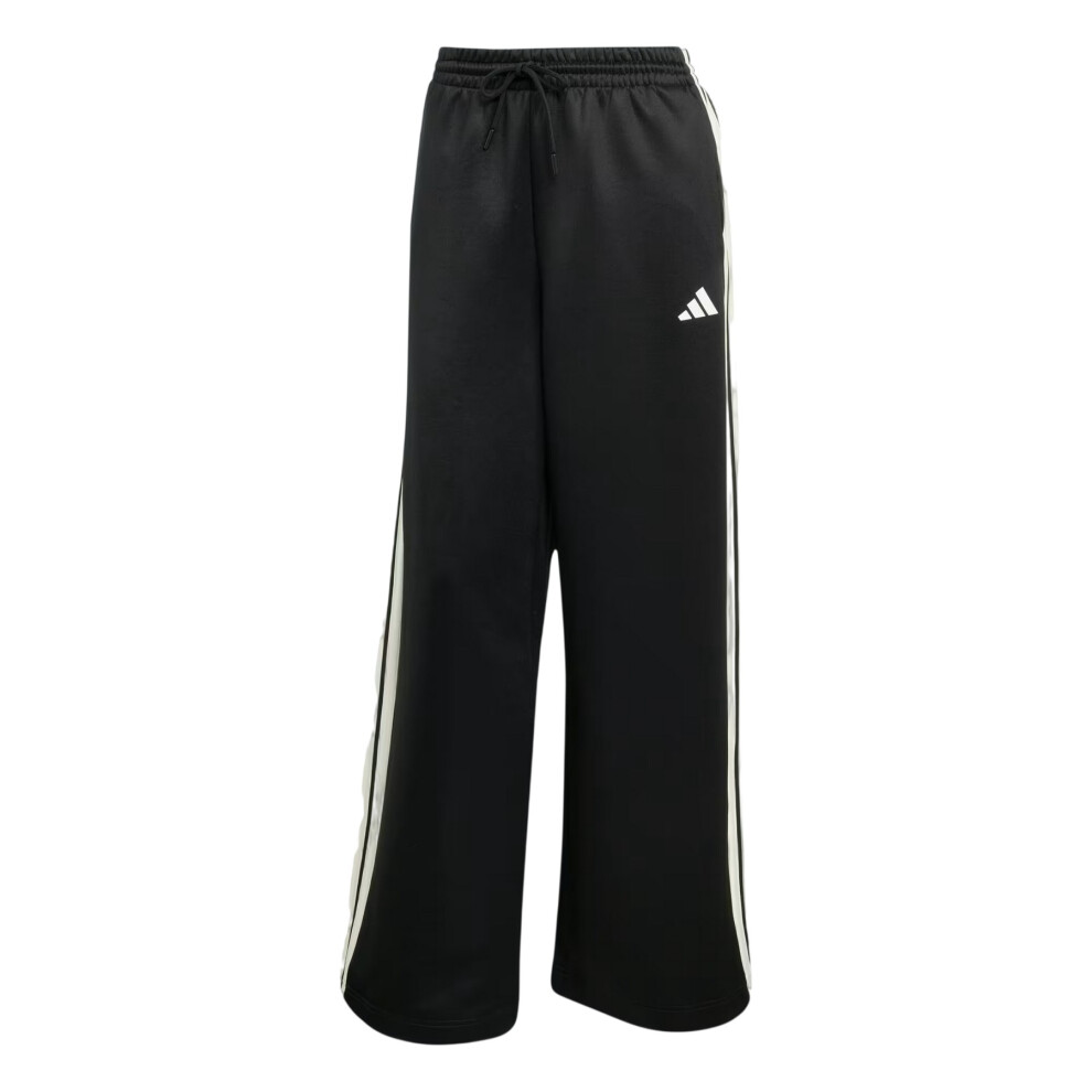 Adidas (16 Uk - 18 Uk, Black) Womens/Ladies Firebird 3 Stripes Loose Jogging Bottoms