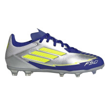 (1 UK, Silver/Blue) Adidas Childrens/Kids F50 League Firm Ground Football Boots