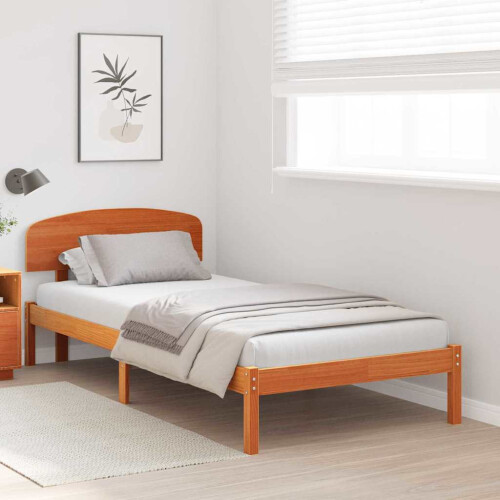 VidaXL vidaXL Bed Frame with Headboard Wax Brown 100 x 200 cm Solid Pine Wood 2