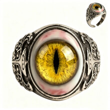Halloween Realistic Yellow Eye Open Ring Adjustable Vintage Gothic Costume Jewelry