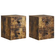 vidaXL Wall-Mounted Bedside Cabinet 2 pcs Smoked Oak 33 x 34.5 x 40 cm
