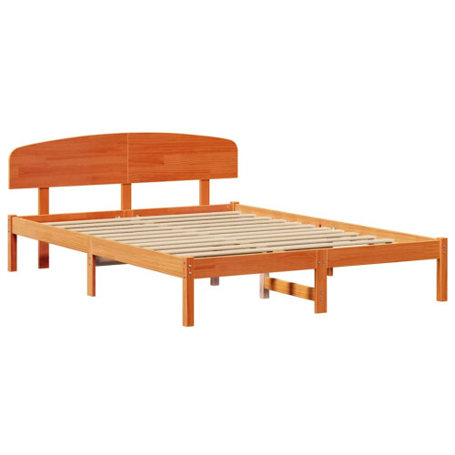 VidaXL vidaXL Bed Frame with Headboard Wax Brown 160 x 200 cm Solid Pine Wood 1