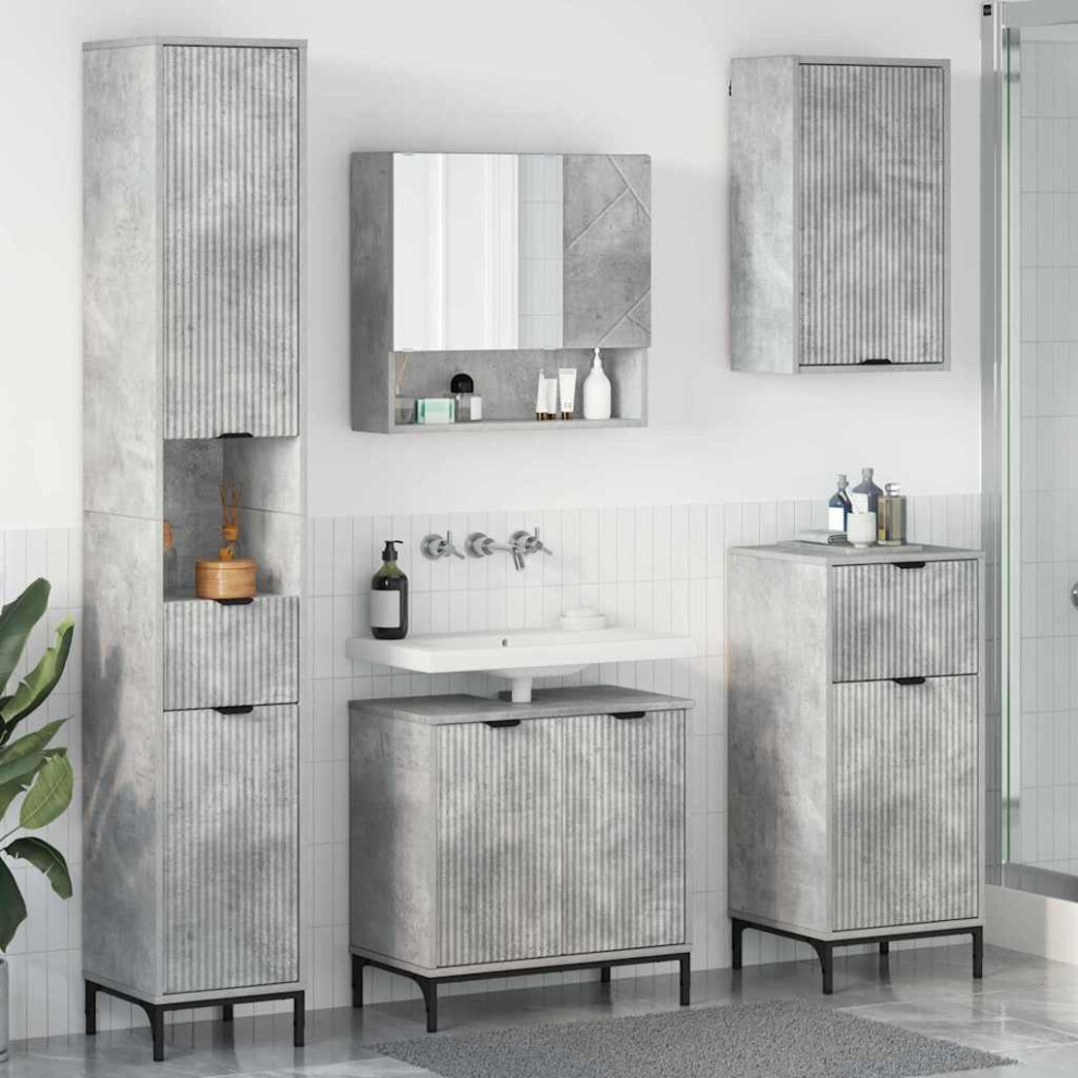 Vidaxl Bathroom Furniture Set Concrete Grey Engineered Wood, Metal