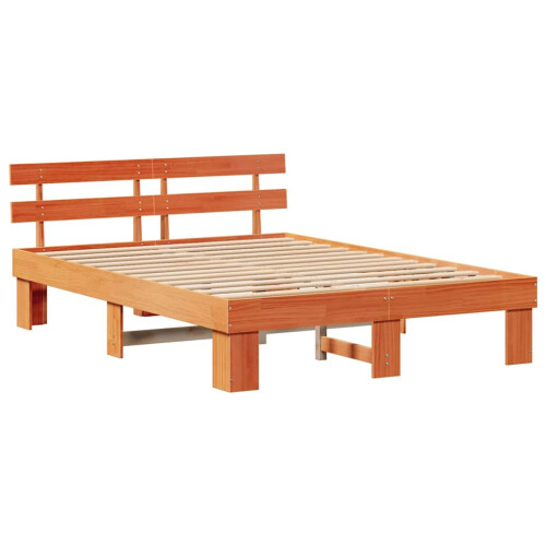 VidaXL vidaXL Bed Frame with Headboard Wax Brown 150 x 200 cm Solid Pine Wood 1