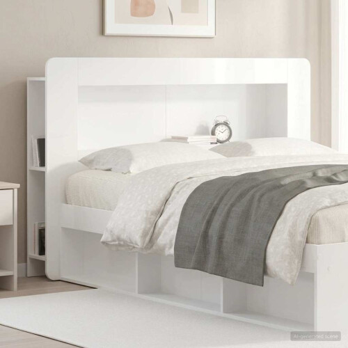 VidaXL vidaXL Headboard Cabinet with Storage High Gloss White Engineered Wood