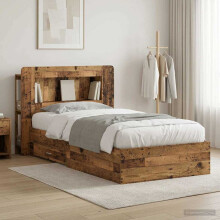 vidaXL Bed Frame with Storage Old Wood 90 x 190 cm Engineered Wood