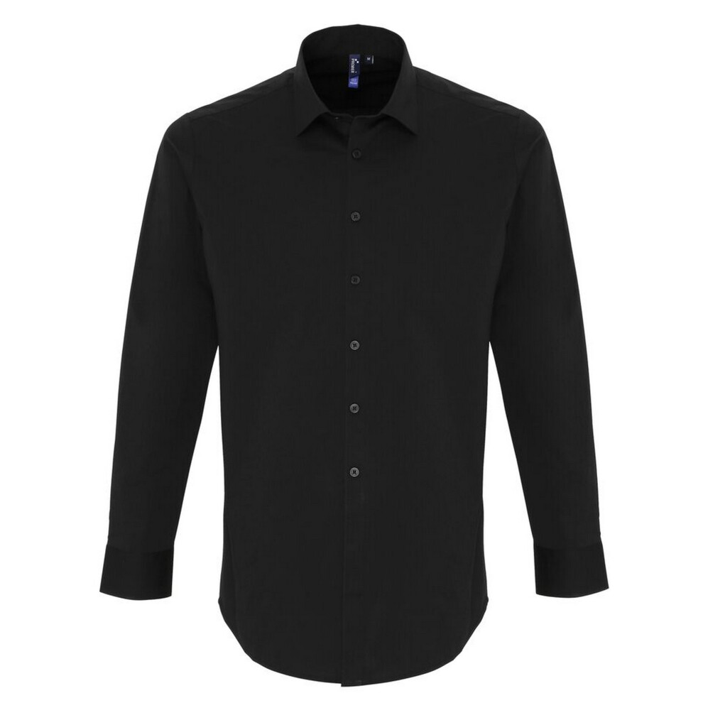 Premier (M, Black) Mens Stretch Fit Poplin Long Sleeve Shirt