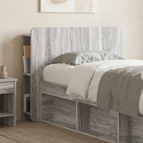 VidaXL vidaXL Headboard Cabinet with Storage Grey Sonoma Engineered Wood