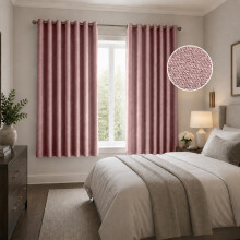 (46W x 54D-Curtain Pair, Blush Pink) 260GSM Linen Curtains Blackout Thermal Insulated Drapes | 100% Light Blocking & Ready Made