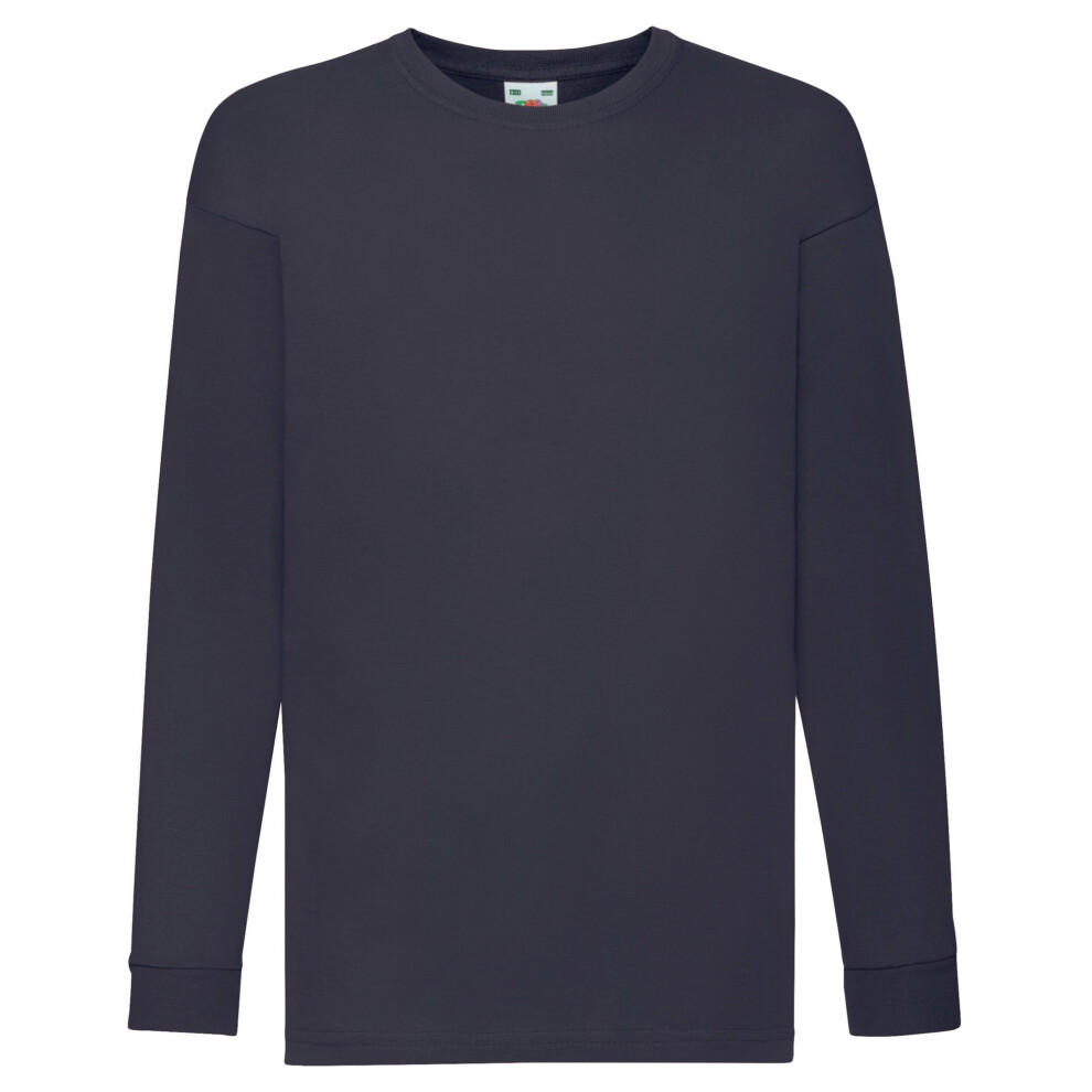 Fruit Of The Loom (12-13 Years, Deep Navy) Childrens/Kids Value Long-Sleeved T-Shirt