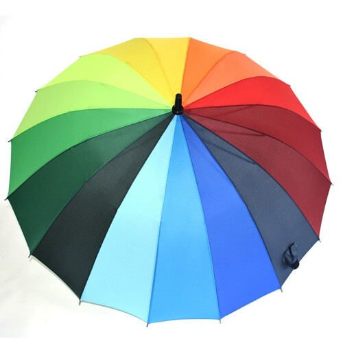 16-Rib Rainbow Long Handle Umbrella Straight Stick