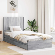 vidaXL Bed Frame with Storage and Headboard Grey Sonoma 100 x 200 cm