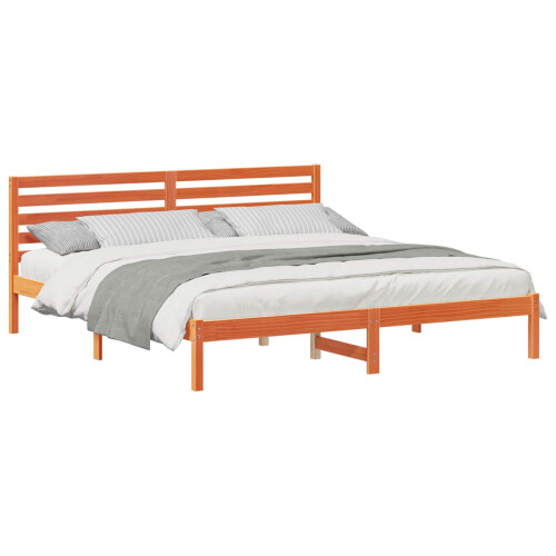 VidaXL vidaXL Bed Frame with Headboard Wax Brown 180 x 200 cm Solid Pine Wood 1