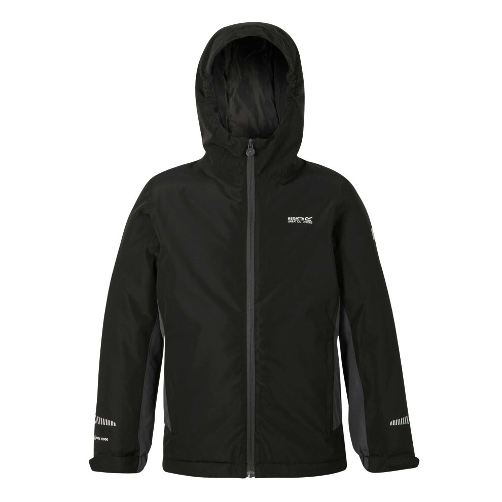 Regatta (9-10 Years, Black/Seal Grey) Childrens/Kids Hurdle Insulated Waterproof Jacket